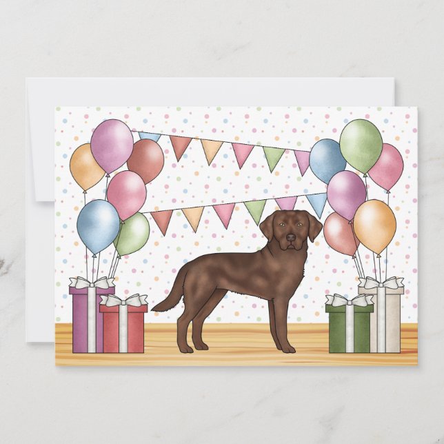 Chocolate Labrador Retriever Dog Colourful Birthda Invitation (Front)