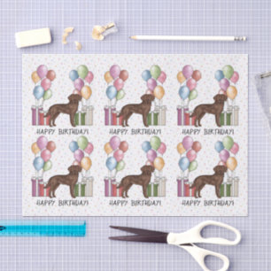 Chocolate Labrador Retriever Dog Colourful Birthda Tissue Paper