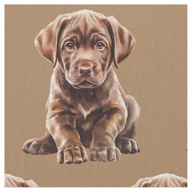 Chocolate Labrador Retriever Dog Fabric (Close Up)