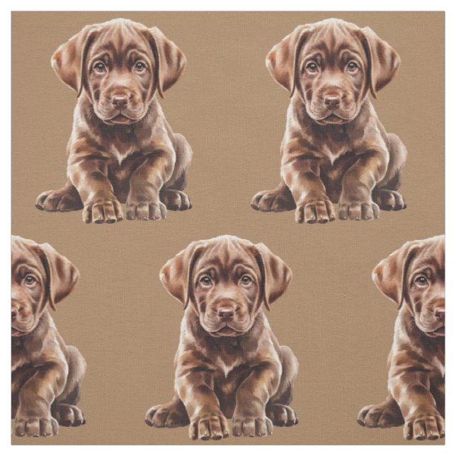 Chocolate Labrador Retriever Dog Fabric (Swatch)