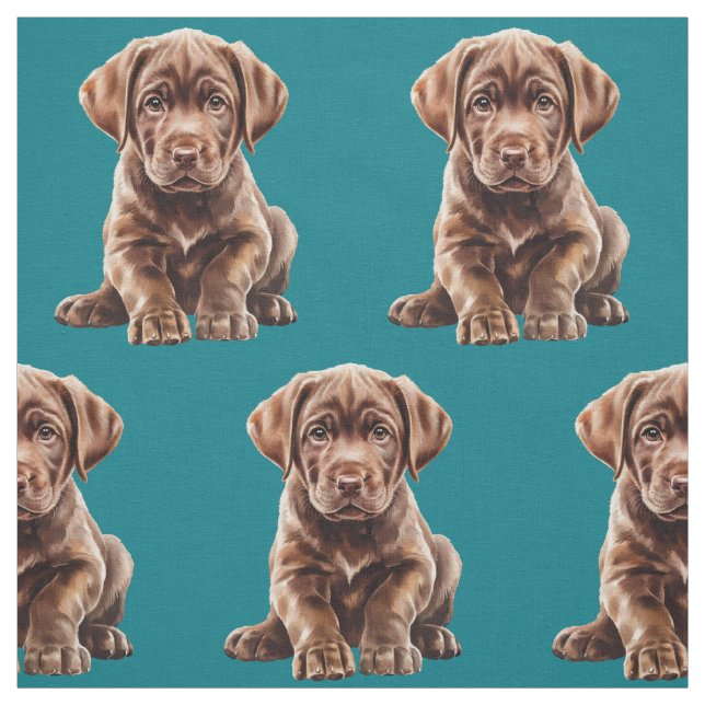 Chocolate Labrador Retriever Dog Fabric (Swatch)