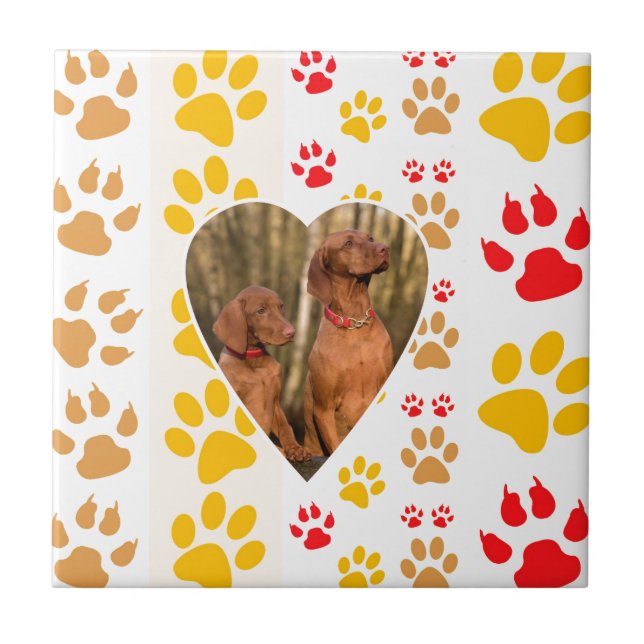 Chocolate Labrador Retriever  Dog Hearts Paw Print Ceramic Tile (Front)