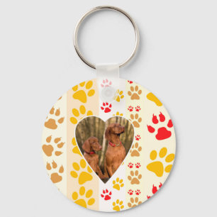 Chocolate Labrador Retriever  Dog Hearts Paw Print Key Ring