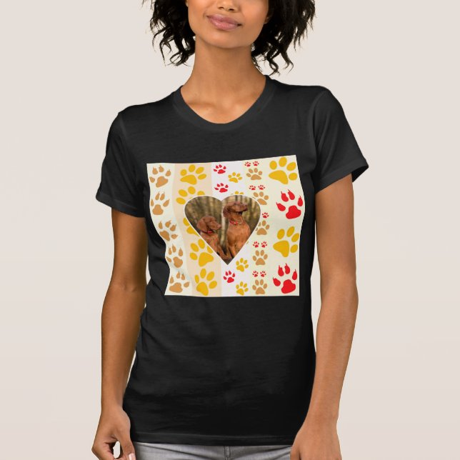 Chocolate Labrador Retriever  Dog Hearts Paw Print T-Shirt (Front)
