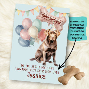 Chocolate Labrador Retriever Dog Mum/Dad Birthday Card
