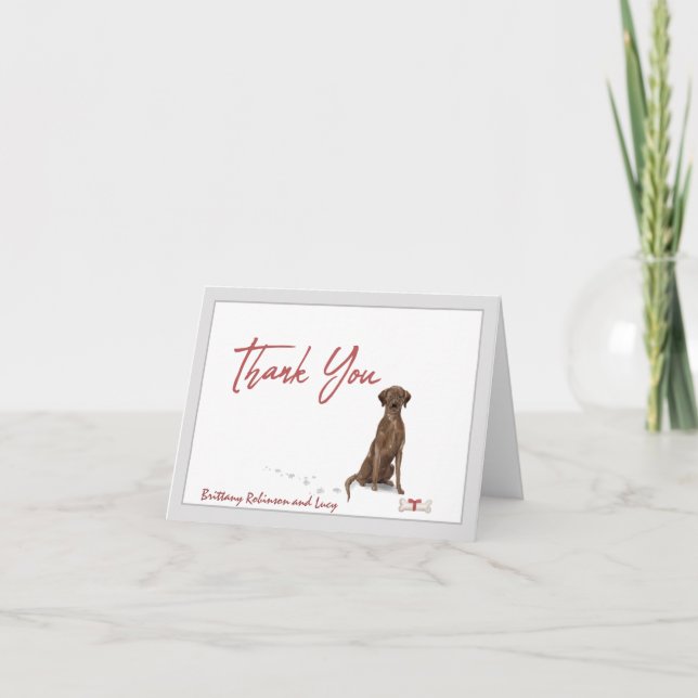 Chocolate Labrador Retriever Dog Personalise       Thank You Card (Front)