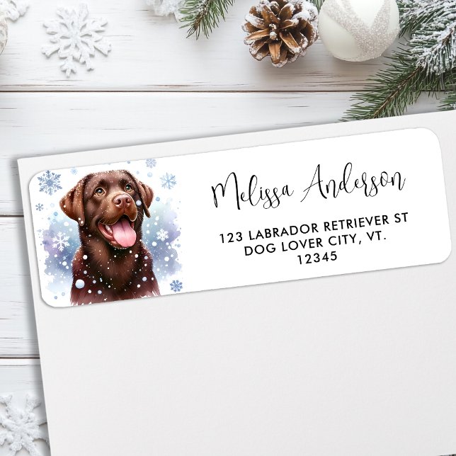 Chocolate Labrador Retriever Dog Return Address Label (Creator Uploaded)