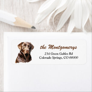 Chocolate Labrador Retriever Dog Return Address Label