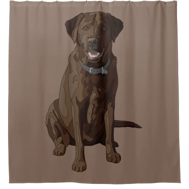 Chocolate Labrador Retriever Dog Sitting Shower Curtain (Front)