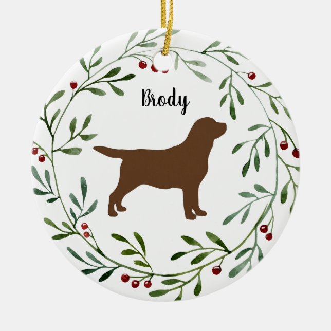 Chocolate Labrador Retriever- Duck Dog - Brown Lab Ceramic Ornament (Front)