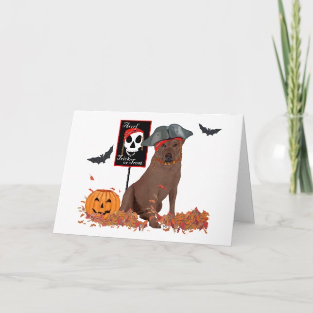 Chocolate Labrador Retriever Halloween Card (Front)