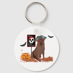 Chocolate Labrador Retriever Halloween Key Ring