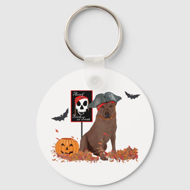 Chocolate Labrador Retriever Halloween Key Ring (Front)