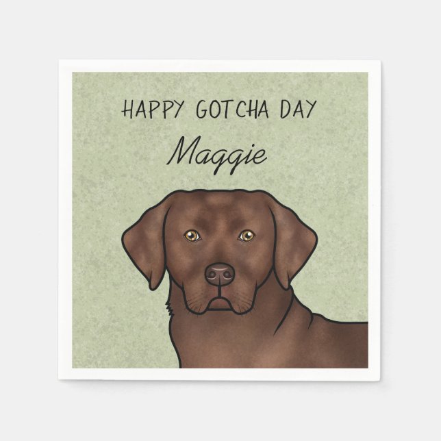 Chocolate Labrador Retriever Happy Gotcha Day Napkin (Front)