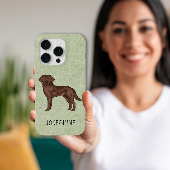 Chocolate Labrador Retriever Lab Dog Custom Name Case-Mate iPhone Case (Creator Uploaded)