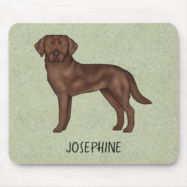 Chocolate Labrador Retriever Lab Dog Custom Name Mouse Pad (Front)