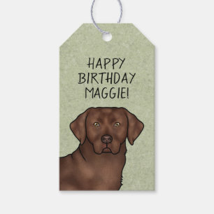 Chocolate Labrador Retriever Lab Happy Birthday Gift Tags