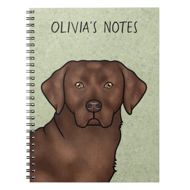 Chocolate Labrador Retriever Lab Head And Name Notebook (Front)
