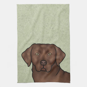 Chocolate Labrador Retriever Lab Head Green Tea Towel
