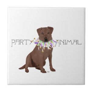 Chocolate Labrador Retriever Party Ceramic Tile