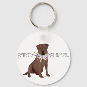 Chocolate Labrador Retriever Party Key Ring
