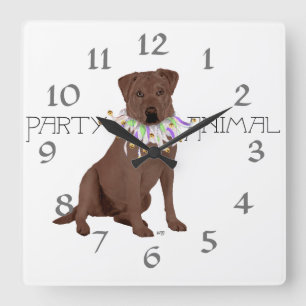 Chocolate Labrador Retriever Party Square Wall Clock