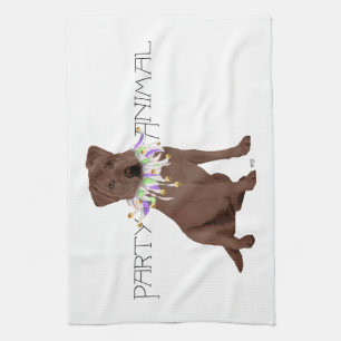 Chocolate Labrador Retriever Party Tea Towel