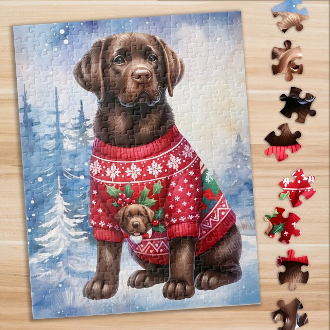 Chocolate Labrador Retriever Puppy Dog Christmas Jigsaw Puzzle (Creator Uploaded)