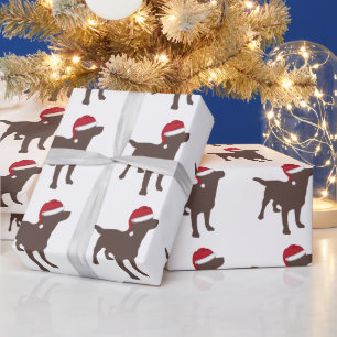 Chocolate Labrador Retriever Santa Hat Christmas Wrapping Paper