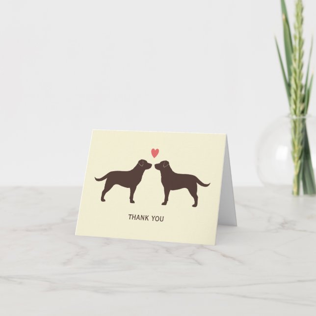 Chocolate Labrador Retrievers Wedding Thank You Card (Front)
