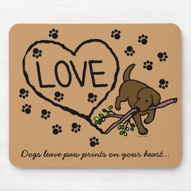 Chocolate Labrador Sand Letters Cartoon Mouse Pad (Front)