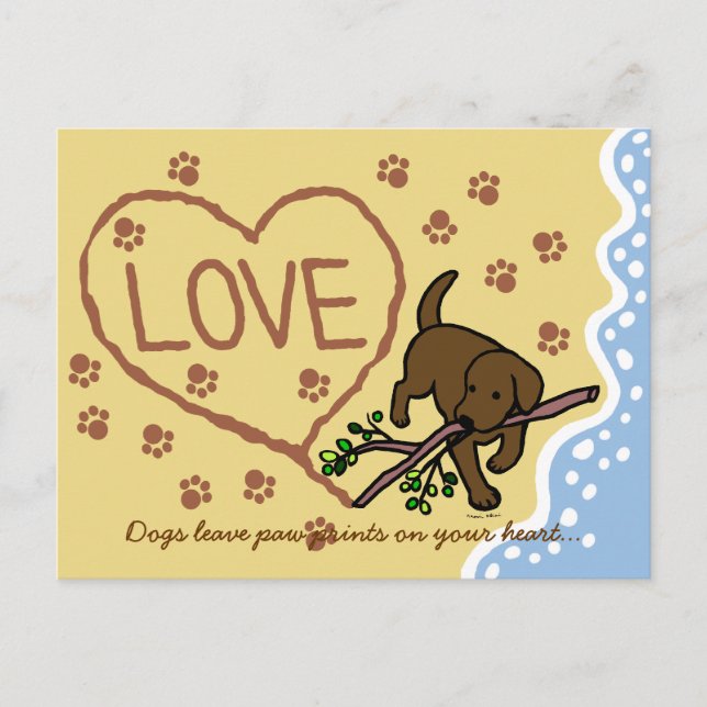 Chocolate Labrador Sand Letters Cartoon Postcard (Front)