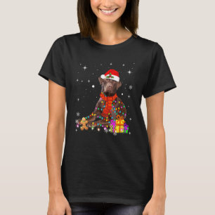 Chocolate Labrador Santa Hat Christmas Fairy Light T-Shirt
