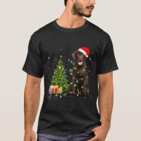 Chocolate Labrador Santa Hat Christmas Lights