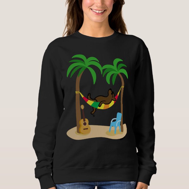 Chocolate Labrador Sleeping On The Hammock Sweatshirt (Front)