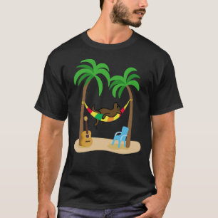 Chocolate Labrador Sleeping On The Hammock T-Shirt