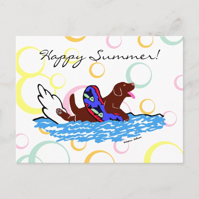 Chocolate Labrador Swimming Postcard (Front)