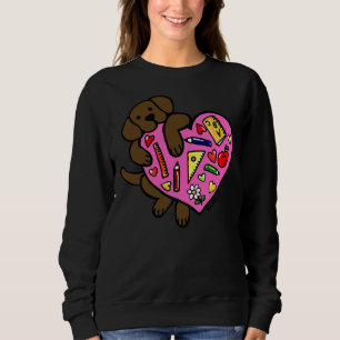 Chocolate Labrador Teacher S Heart Sweatshirt