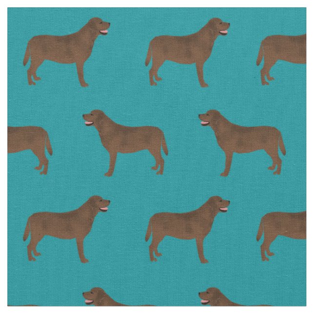 Chocolate Labrador teal Fabric (Close Up)