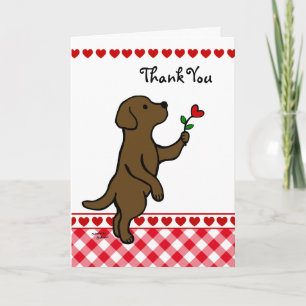 Chocolate Labrador Tiny Heart Flower Cartoon Thank You Card