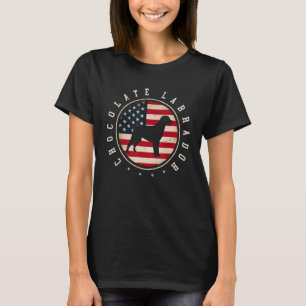 Chocolate Labrador USA Flag 4th July Dog Mum Dad T-Shirt