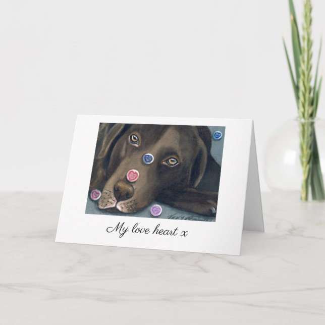Chocolate Labrador Valentine Card (Front)