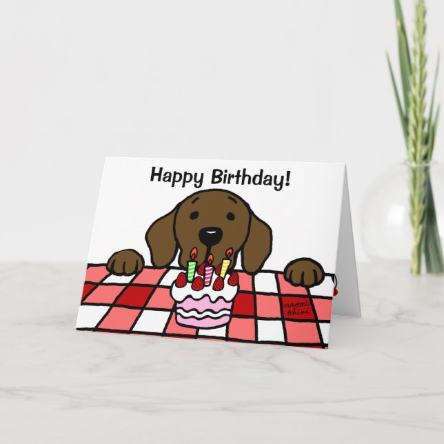 Chocolate Labrador watching you Birthday Card (Front)