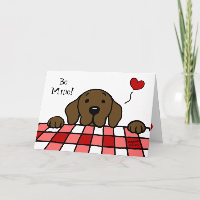 Chocolate Labrador watching you Valentine Holiday Card (Front)