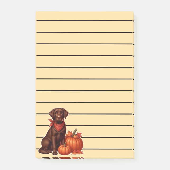 Chocolate Labrador with Red Bandanna by Pumpkins Post-it Notes (Front)