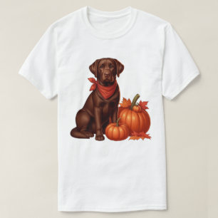 Chocolate Labrador with Red Bandanna by Pumpkins T-Shirt