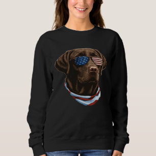 Chocolate Labrador With USA Sunglasses And Flag  1 Sweatshirt