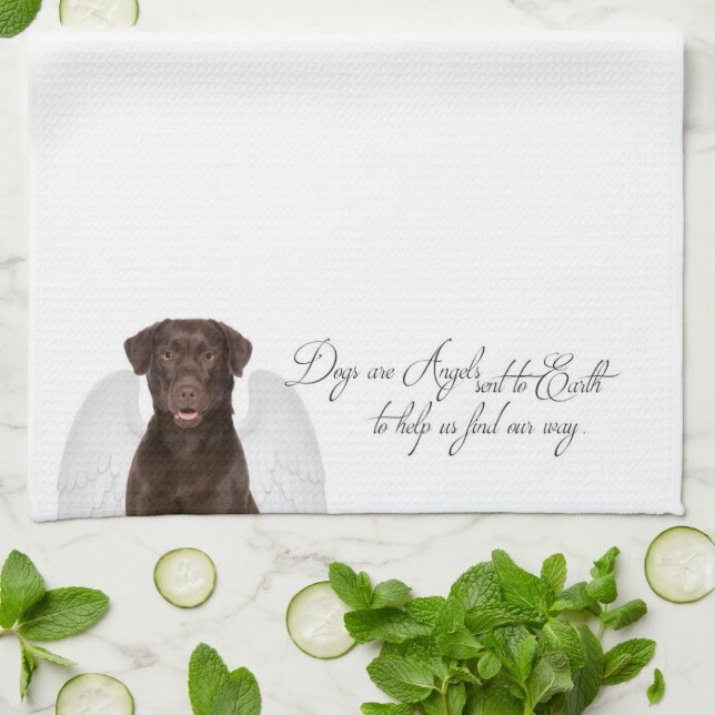 Chocolate Labs are Angels Kitchen Towel (Folded)