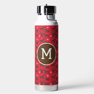Chocolate Labs Labrador Retriever Monogram Red Water Bottle