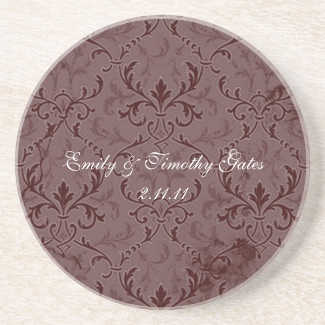 Chocolate Lace Wedding Coasters (Front)